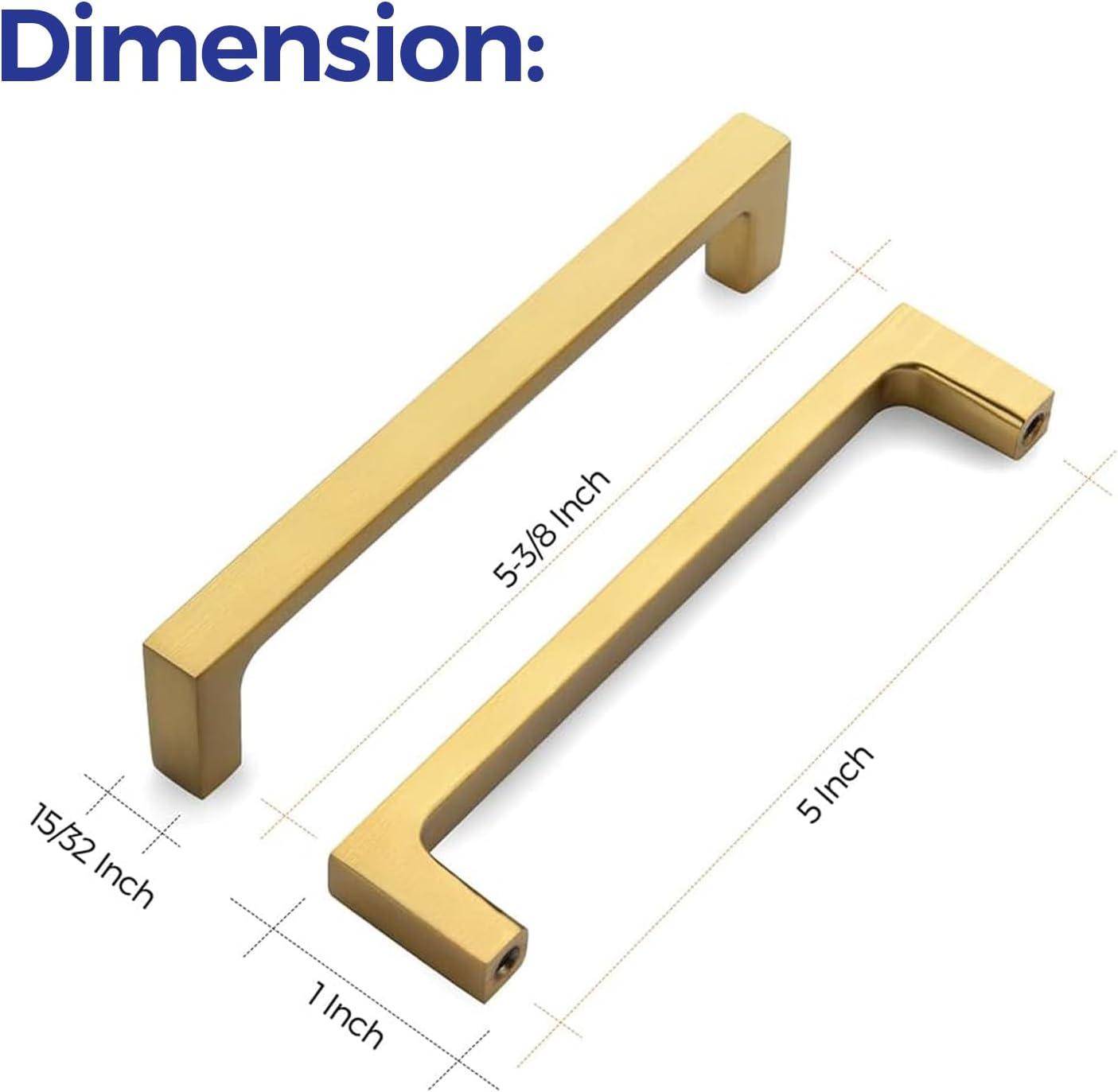 Ravinte 30 Pack 5 Inch Stainless Steel Cabinet Handles Square Cabinet Pulls Brushed Brass Cabinet Hardware Kitchen Cabinet Drawer Pulls Come with Screwdriver