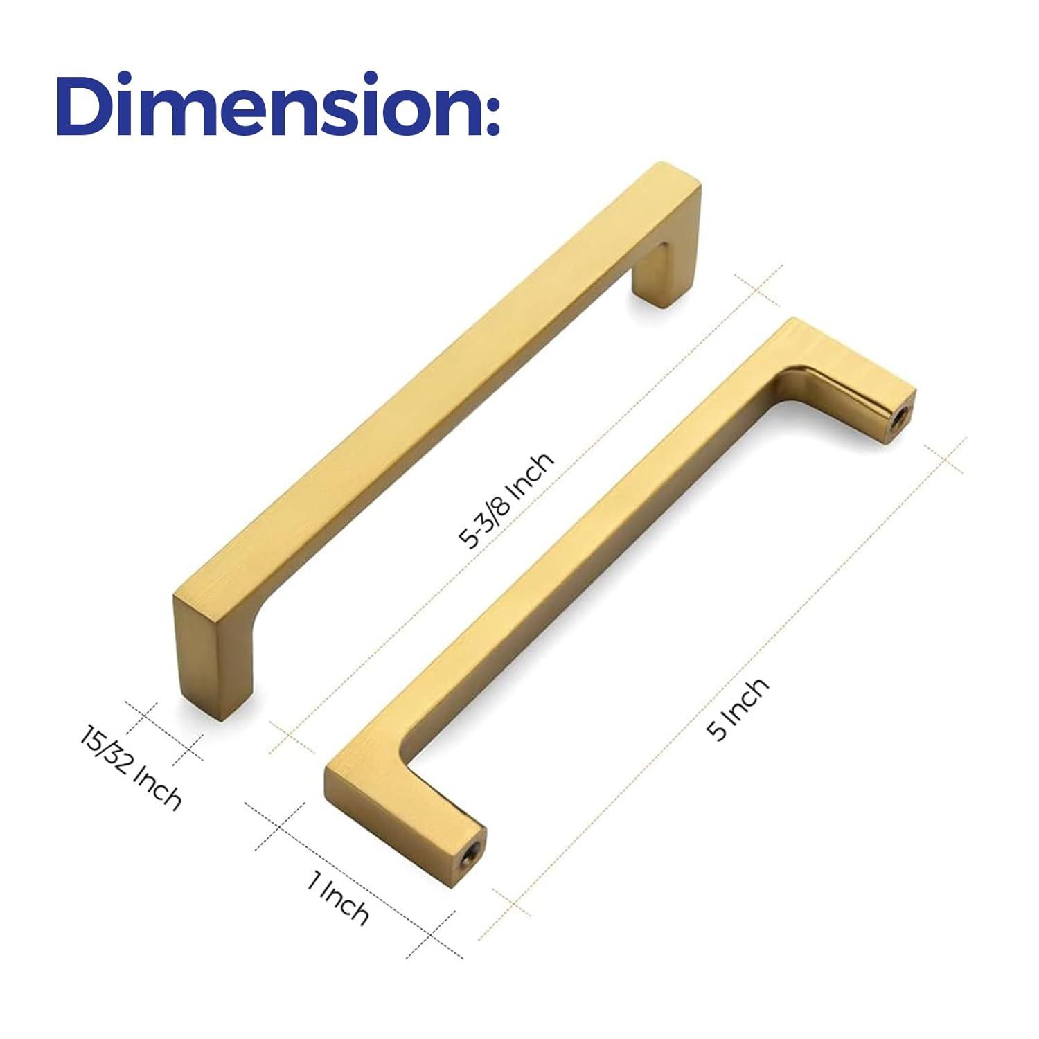 Ravinte 30 Pack 5 Inch Stainless Steel Cabinet Handles Square Cabinet Pulls Brushed Brass Cabinet Hardware Kitchen Cabinet Drawer Pulls Come with Screwdriver