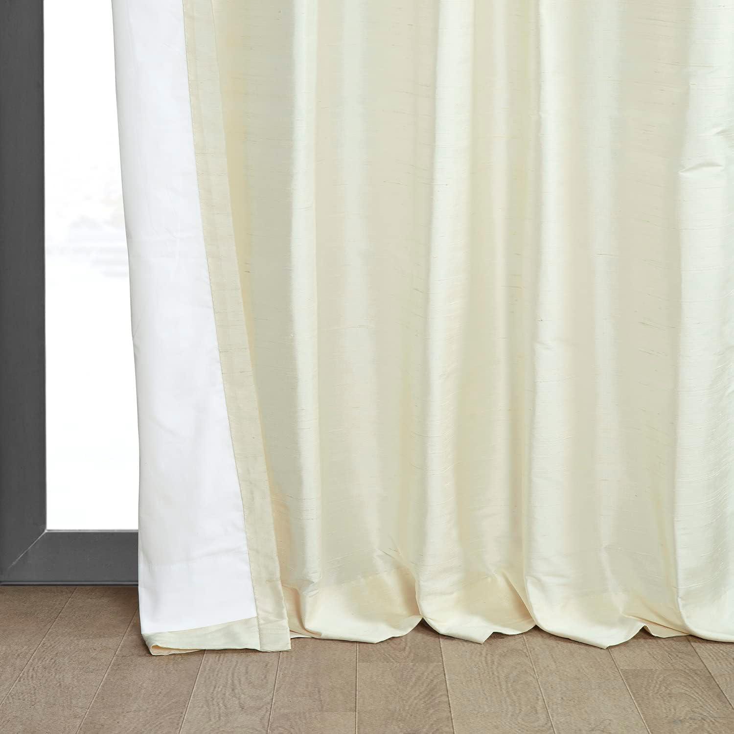 Pearl White Faux Silk Room-Darkening Curtain Panel 50" x 96"