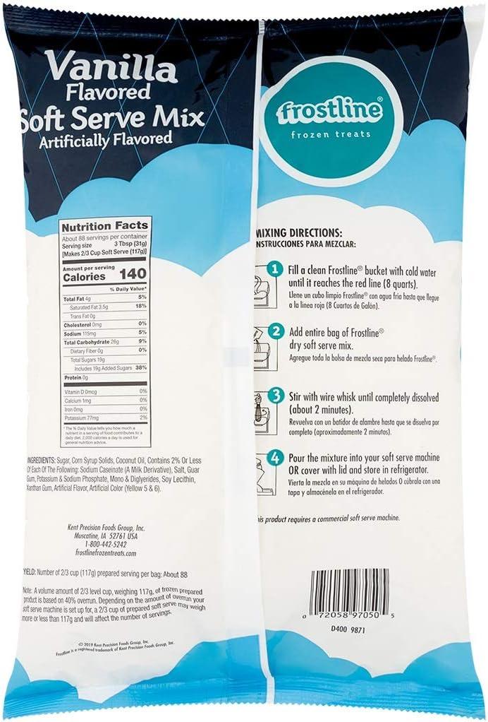 Frostline Vanilla Soft Serve Ice Cream Mix, Lactose & Gluten Free - Just Add Water, Dairy, or Dairy Free Alternative, Use with Blender, Countertop Ice Cream Maker, Soft Serve Machine - 6 lb Bag