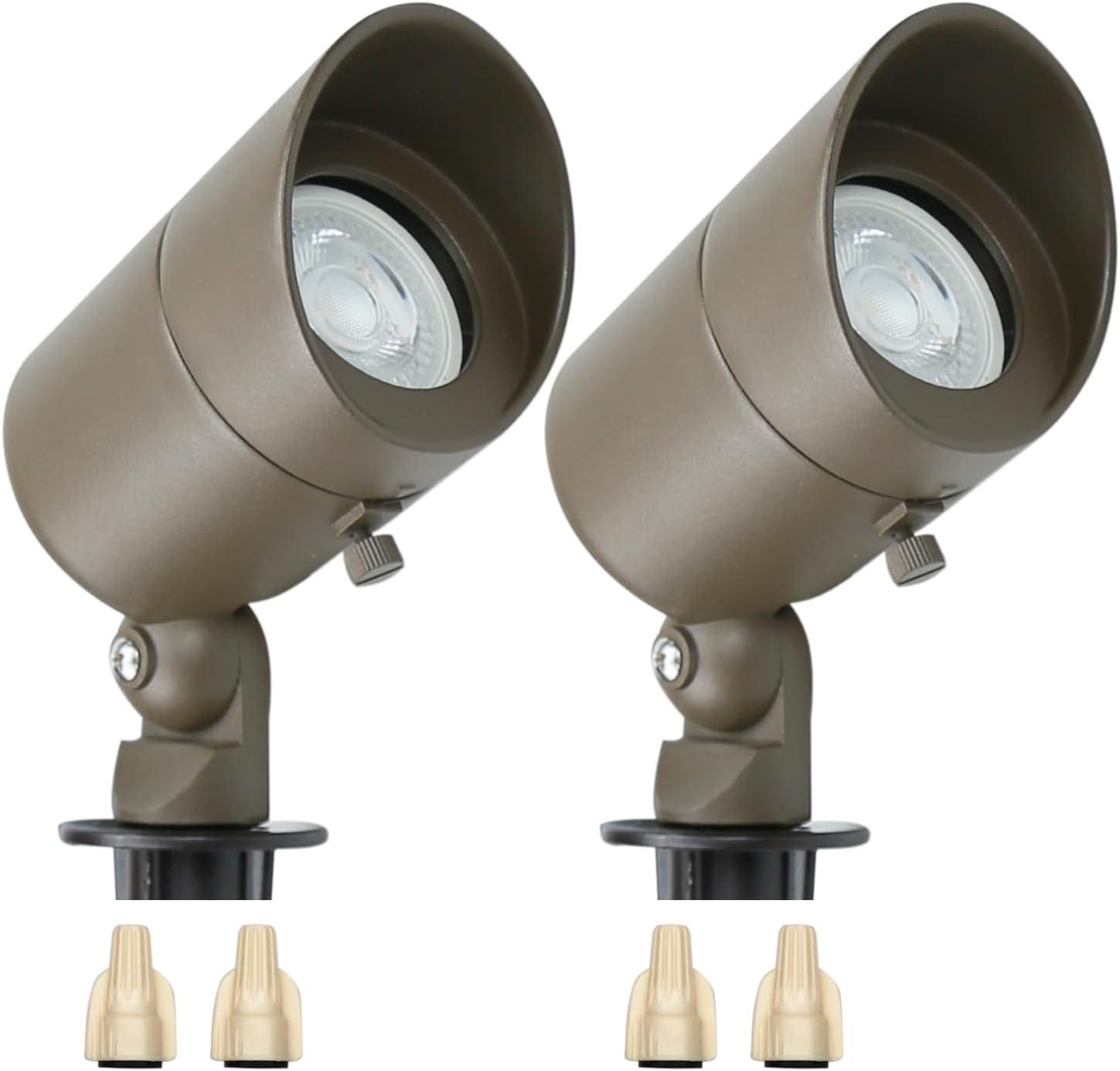 4W Landscape Spotlights (2-Pack) | Low Voltage Outdoor Spot Lights - 12V 3000K Outdoor LED Spotlight | Landscape Spotlight for House Lighting Tree Lighting | MR16 4W LED Bulb (Bronze)