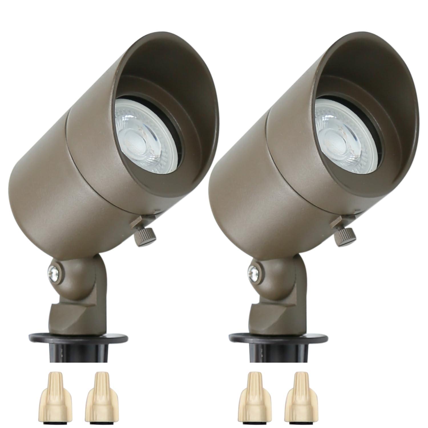 4W Landscape Spotlights (2-Pack) | Low Voltage Outdoor Spot Lights - 12V 3000K Outdoor LED Spotlight | Landscape Spotlight for House Lighting Tree Lighting | MR16 4W LED Bulb (Bronze)