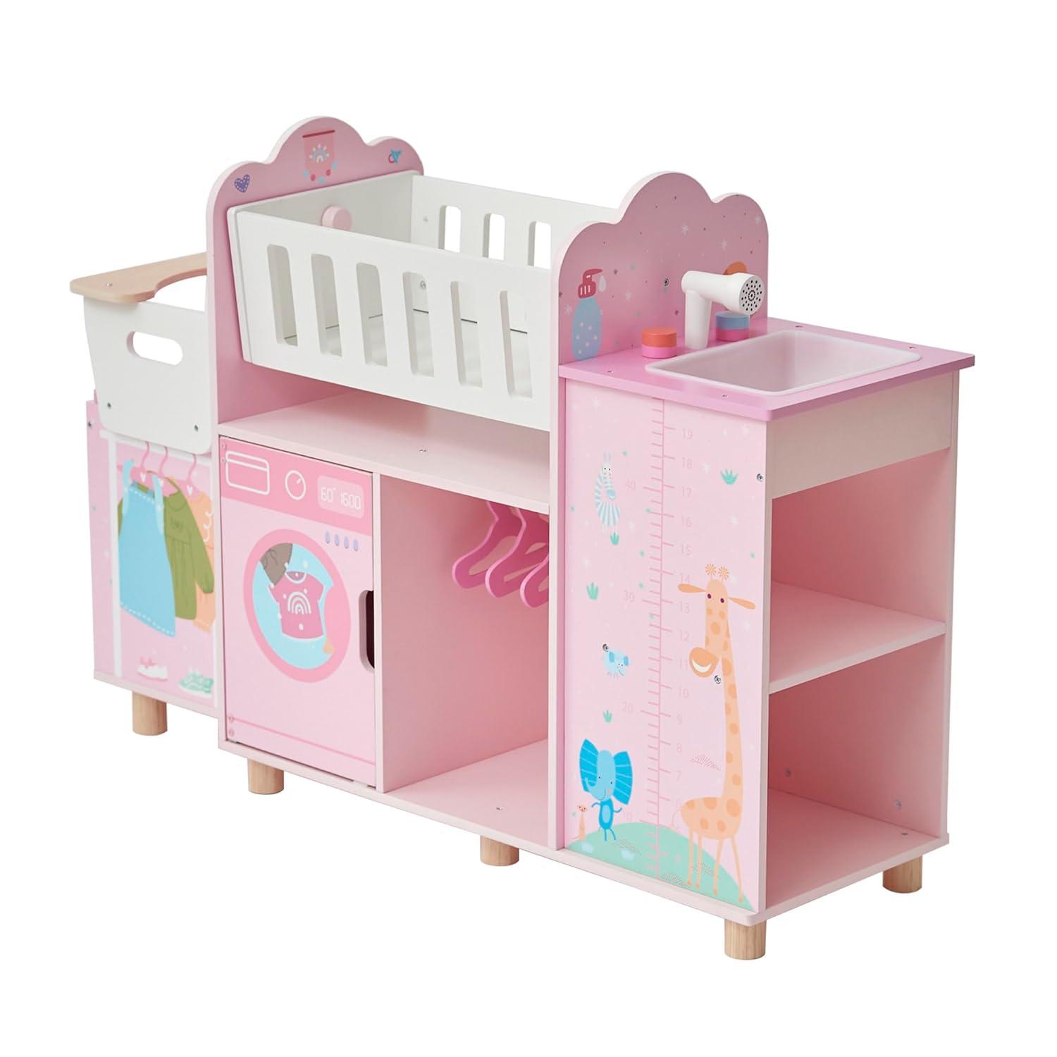 Teamson Kids Olivia's Little World 6-in-1 Wooden Doll Pretend Play Nursery Station