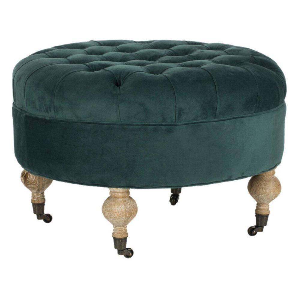 SAFAVIEH Clara Tufted Round Ottoman Marine