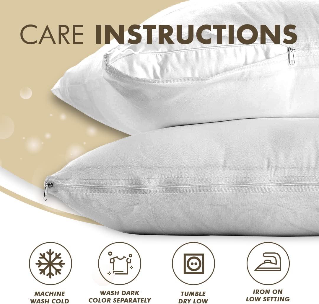 Circles Home 100% Cotton Breathable Standard Pillow Protector – White (2 Pack)