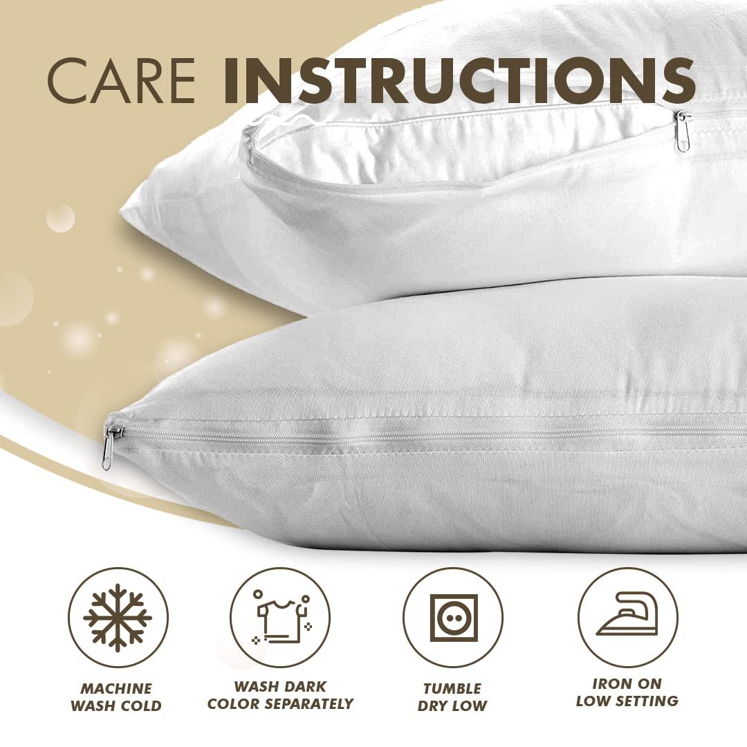 Circles Home 100% Cotton Breathable Standard Pillow Protector – White (2 Pack)