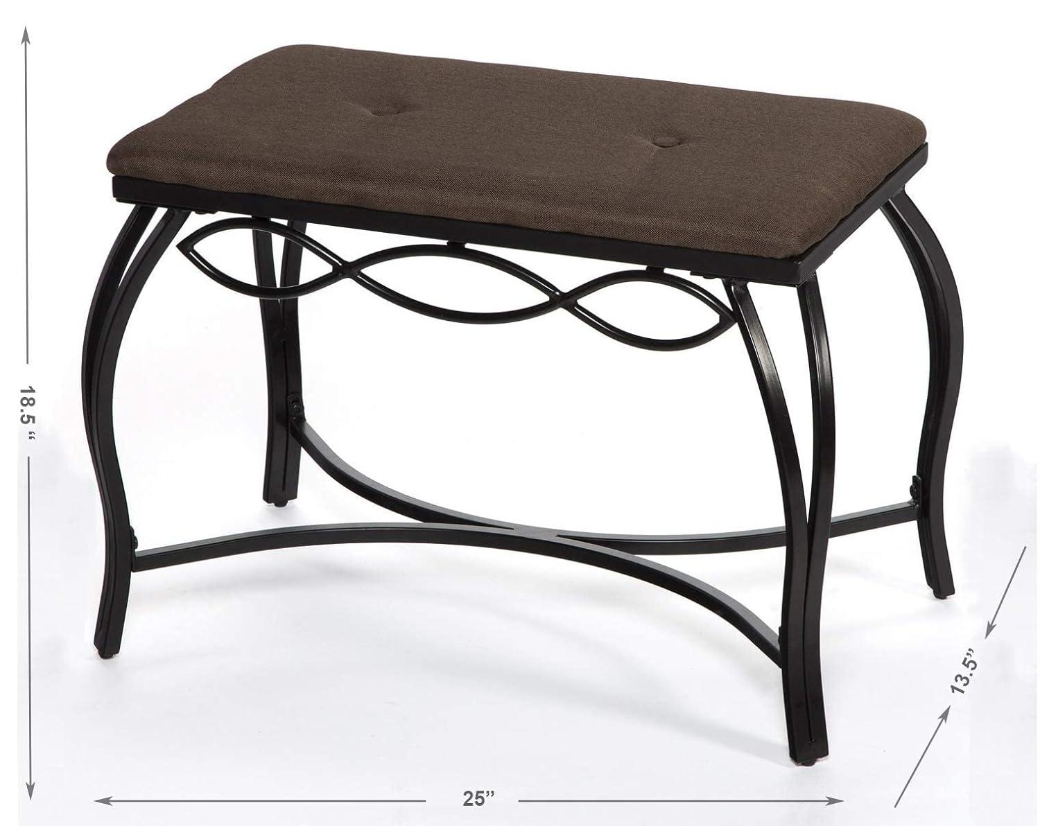 Mango Steam Mocha Brown Shoe Bench - Vanity Seat for Makeup Room, Dressing Stool, Entryway Bench