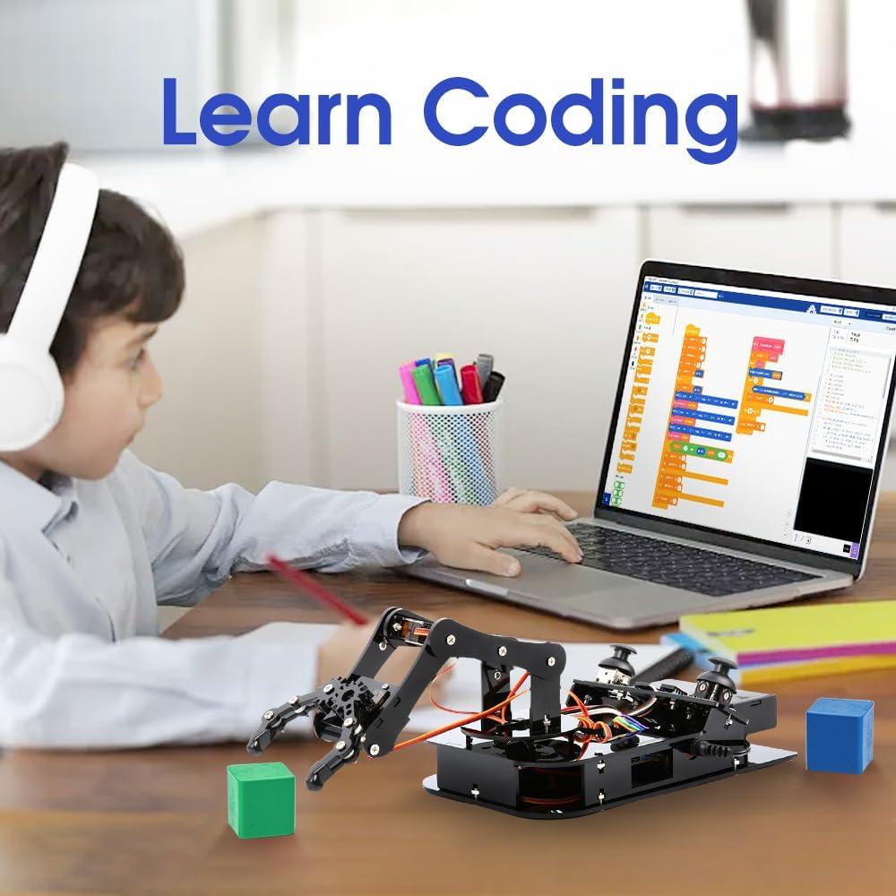 ACEBOTT 4 DOF ESP32 Programmable Robotic Arm Kit, Robotics Kit App Remote Control Robot Toys Compatible with Arduino, STEM Educational DIY Robot Arm Kit Gift for Teenagers & Adults