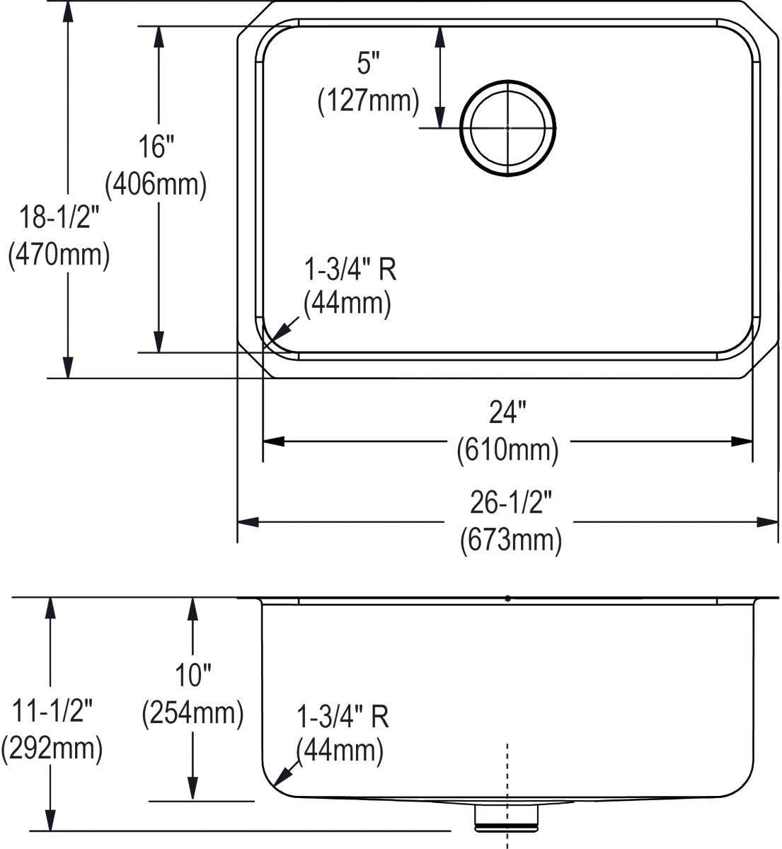 Lustertone 26.5" L x 18.5" W Undermount Kitchen Sink with Perfect Drain