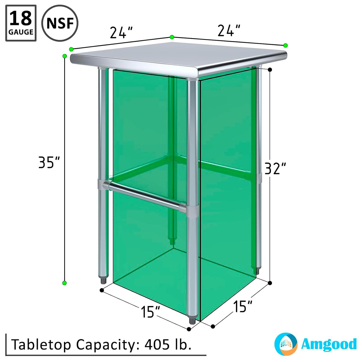 Amgood Stainless Steel Open Base Work Table