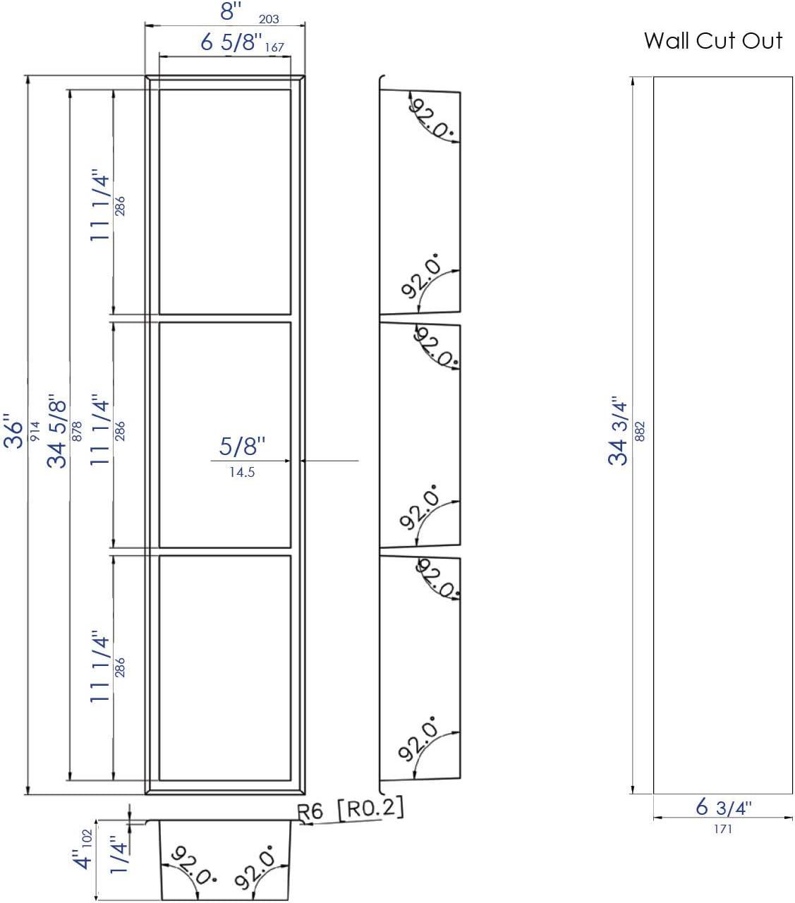 Brushed Copper Stainless Steel Vertical Triple Shelf Niche