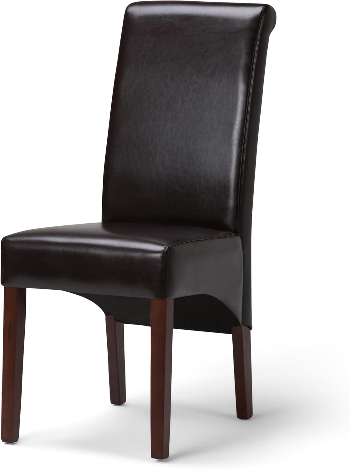 Simpli Home Avalon Upholstered Parson Dining Chair with Ergonomic Curved Backrest in Modern Style (Set of 2) (Set of 2)