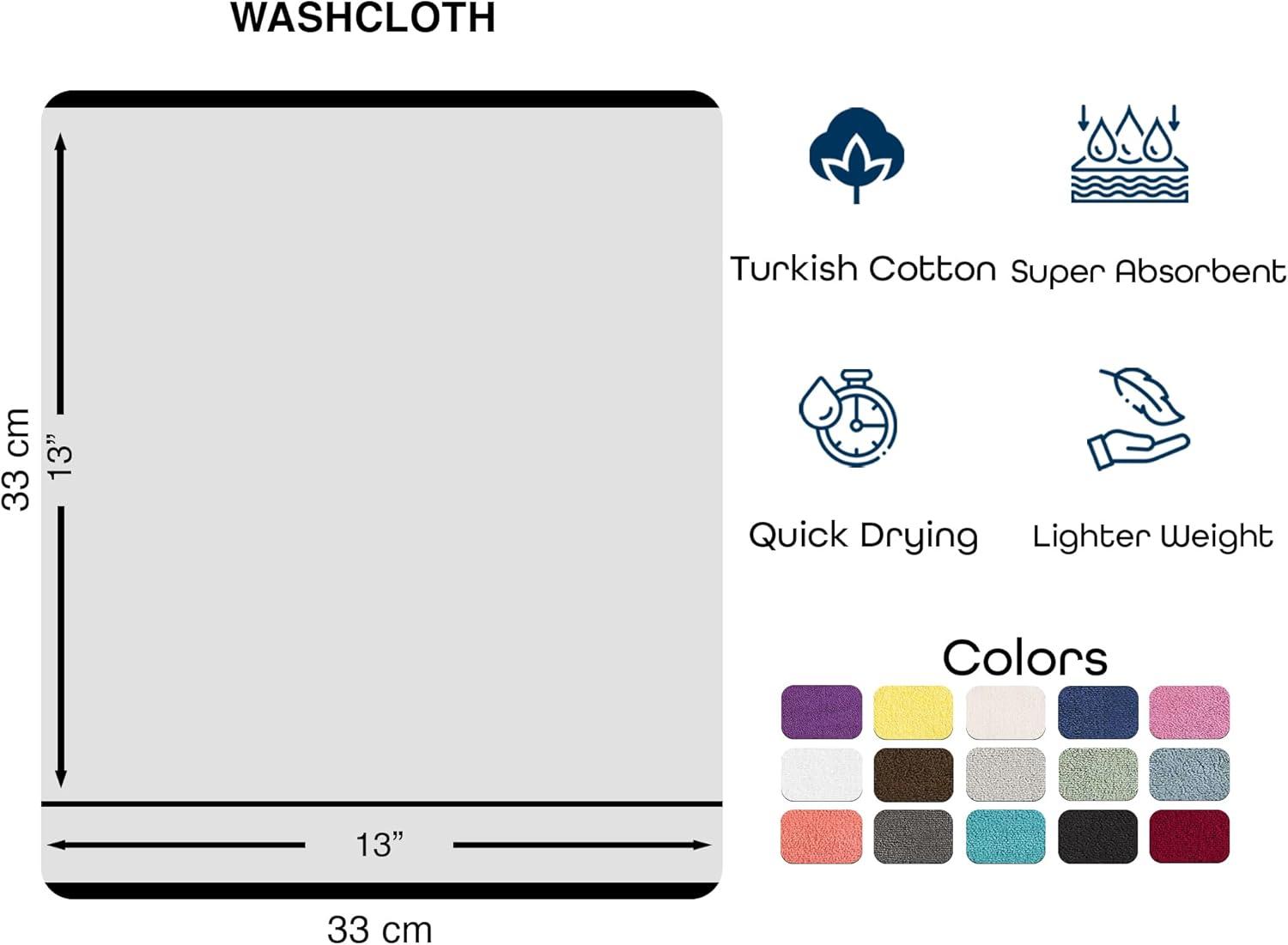 Hawmam Linen Yellow Face Washcloths, Set of 4, 13' x 13', Premium Luxury 100% Turkish Cotton, 600 GSM, Soft Hotel Quality Yellow Towels Bathroom Sets, Versatile For Kitchen, Hand, Cleaning