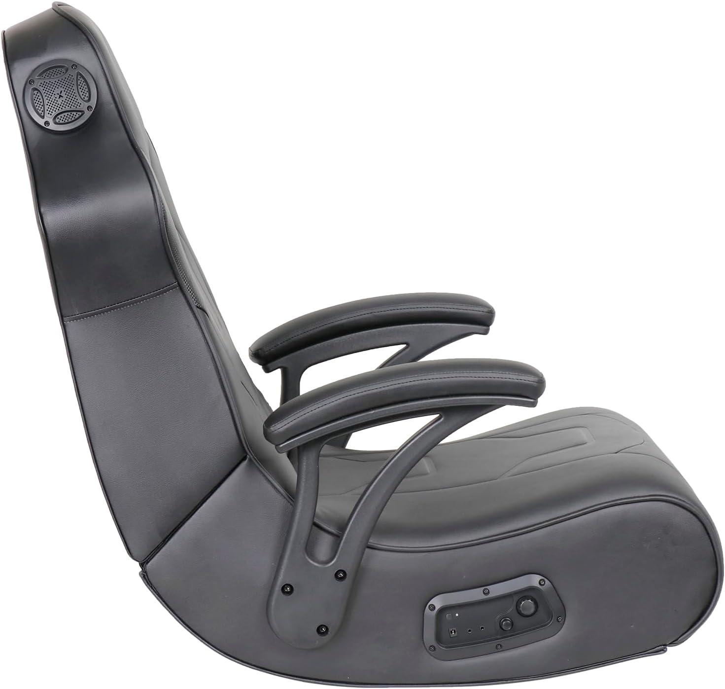 Black Faux Leather Gaming Chair with Built-in Audio