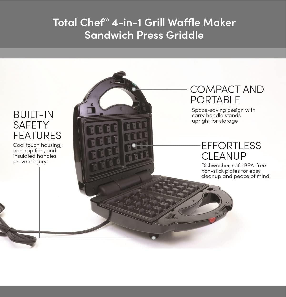 Total Chef Total Chef Electric Griddle Waffle Maker Sandwich Press Open