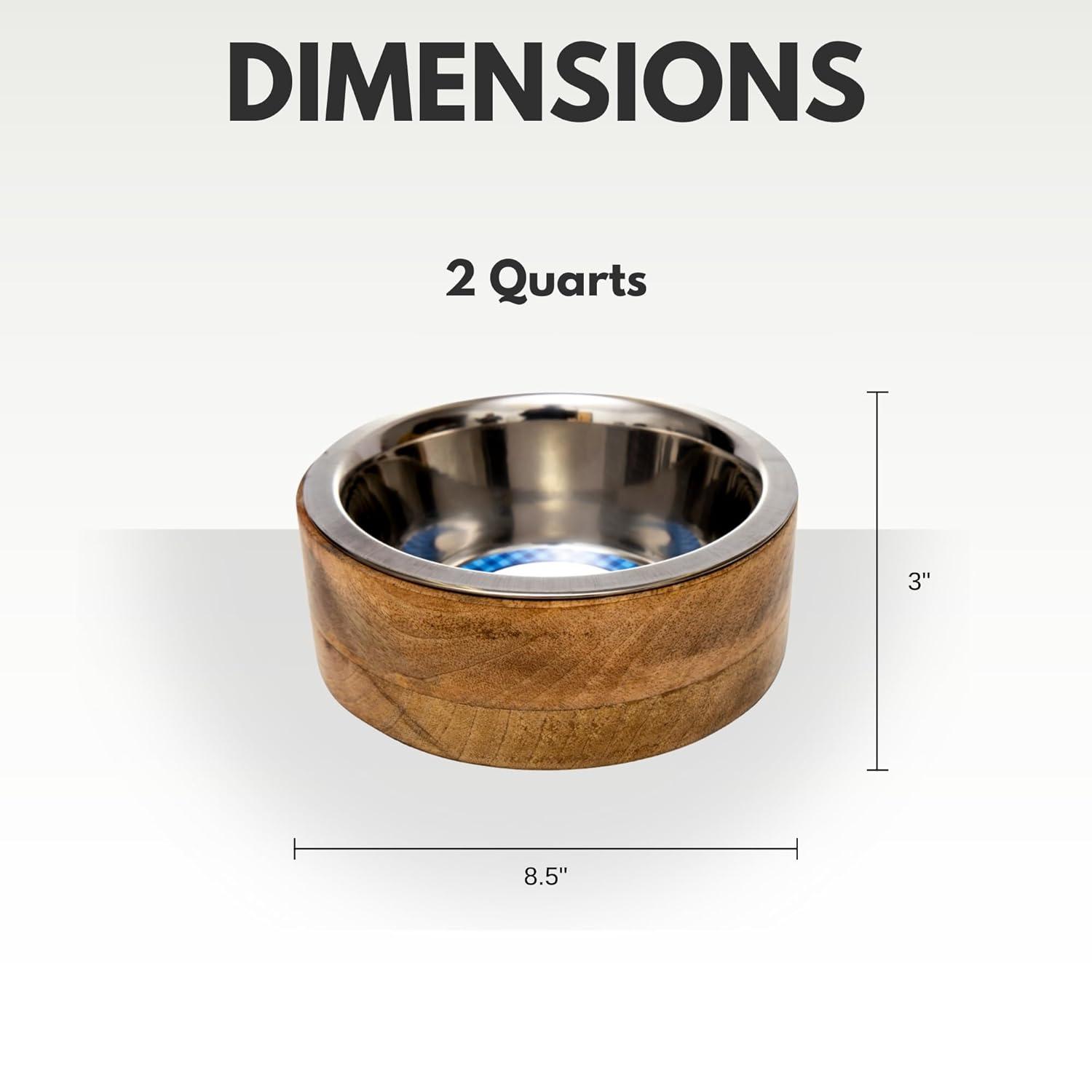 Country Living Stainless Steel Dog Bowl with Cylindrical Mango Wood Holder, Durable & Stylish Dish, Sustainable Dog Feeding Solution (1 Pint)