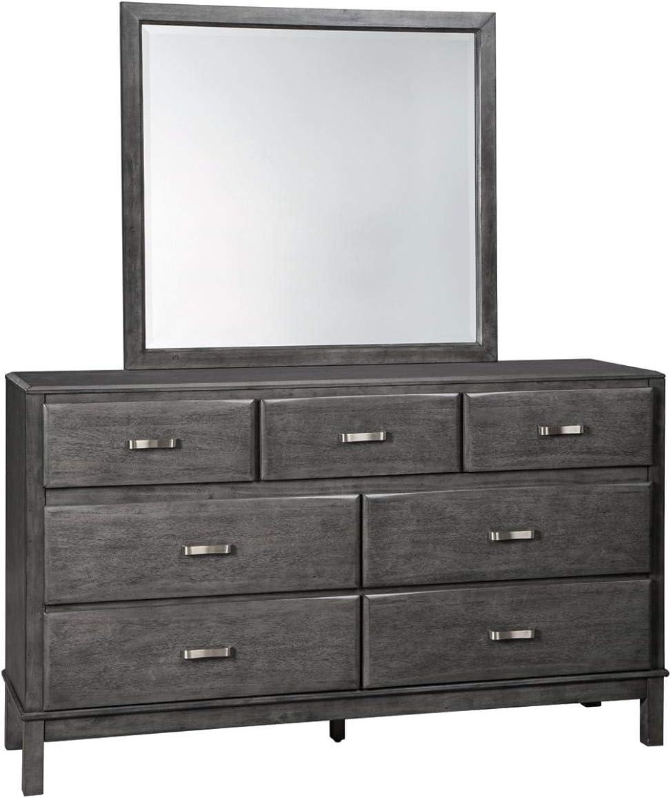 Weathered Gray Contemporary Wood Bedroom Mirror