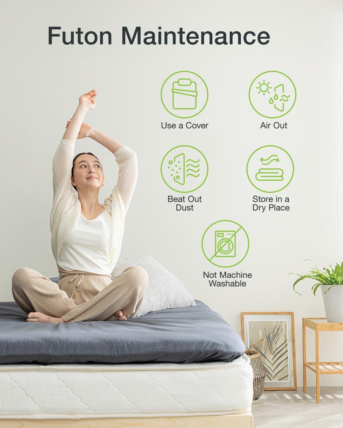 FULI Japanese Futon Floor Mattress, Foldable & Portable Shiki Futon Shikibuton (White, Twin)