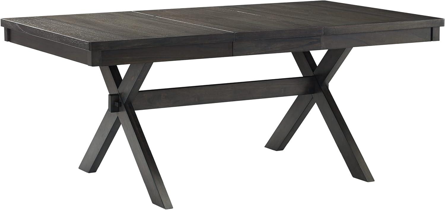 Crosley Hayden Extendable Dining Table Slate: Rustic Farmhouse Style, Seats 8 with Leaf, MDF & Rubberwood