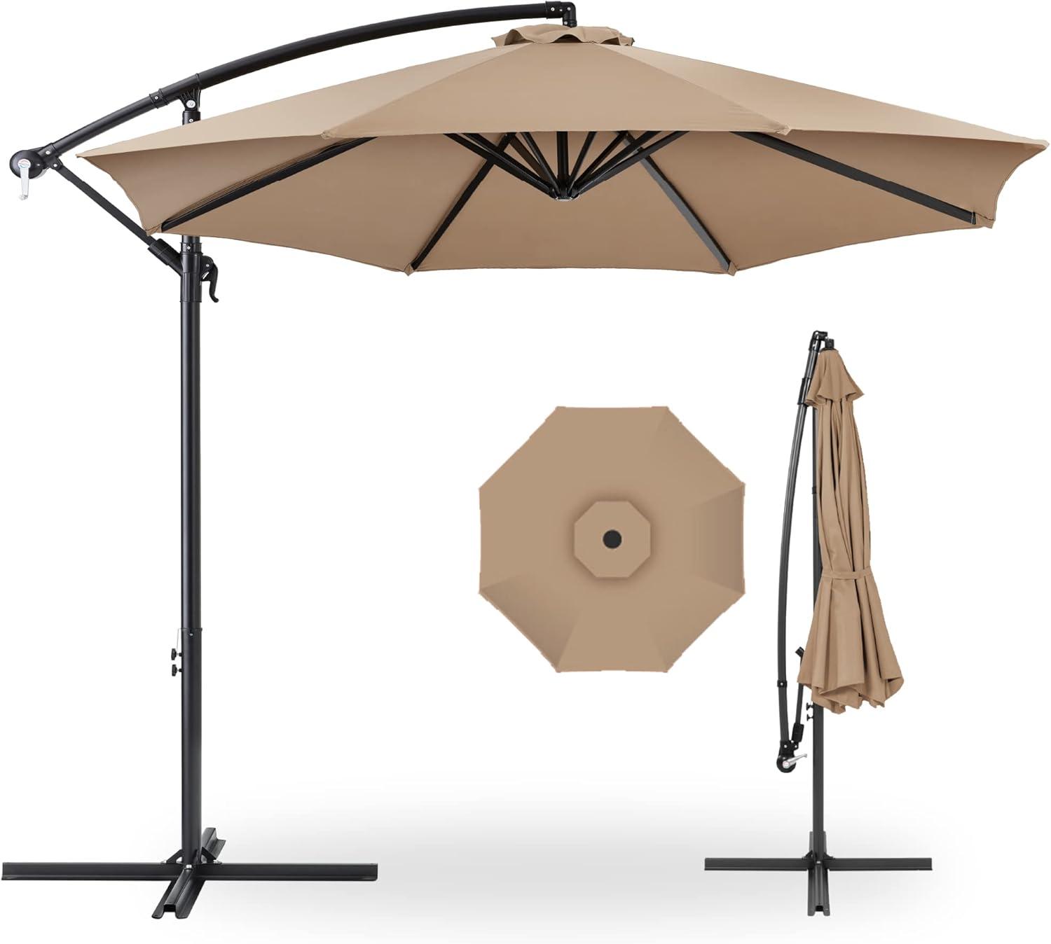 Best Choice Products 10ft Offset Hanging Outdoor Market Patio Umbrella w/ Easy Tilt Adjustment