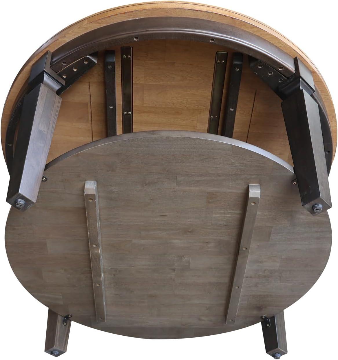 Vista Round Coffee Table Hickory Brown - International Concepts: Solid Wood, Mid-Century Modern, Fixed Shelf