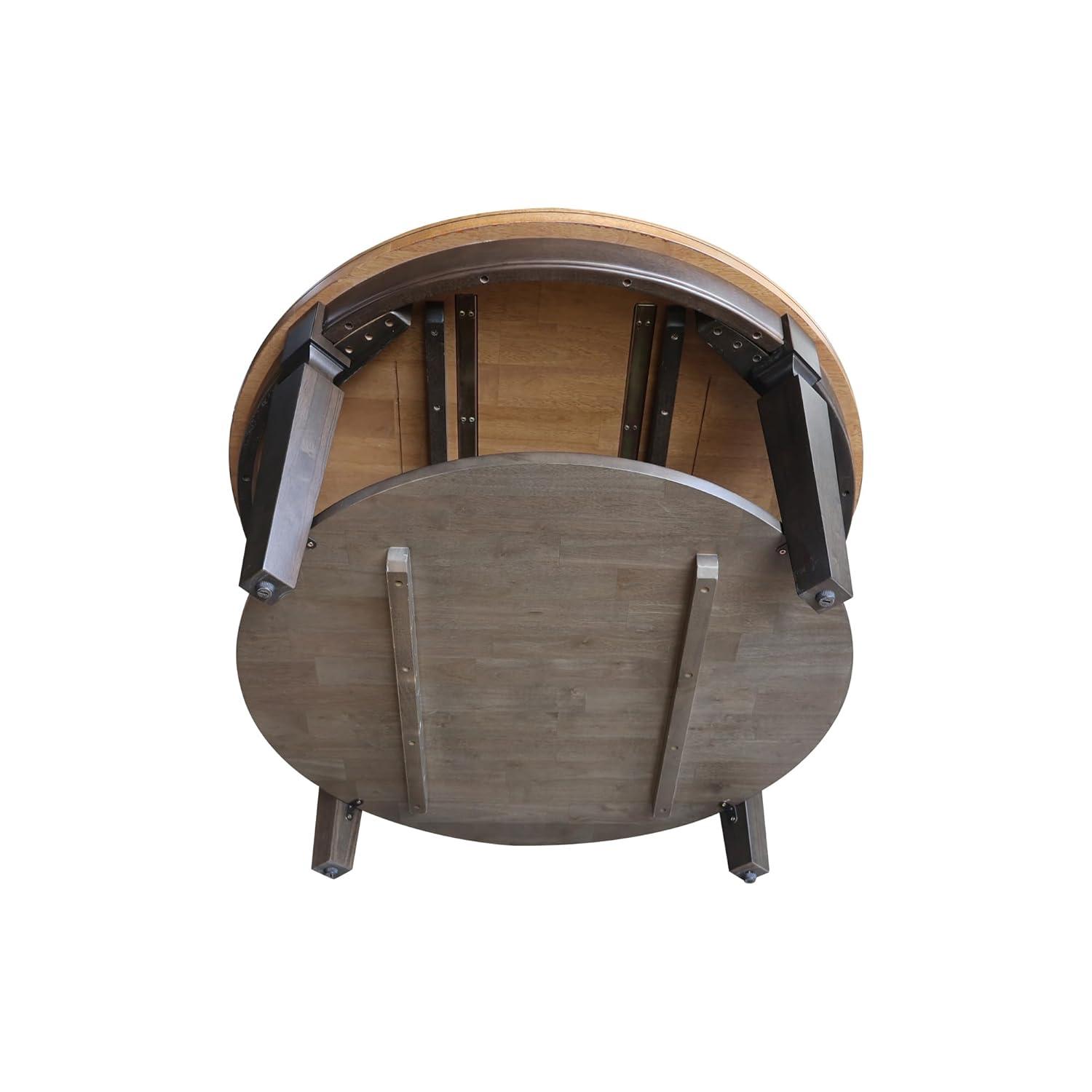 Vista Round Coffee Table Hickory Brown - International Concepts: Solid Wood, Mid-Century Modern, Fixed Shelf