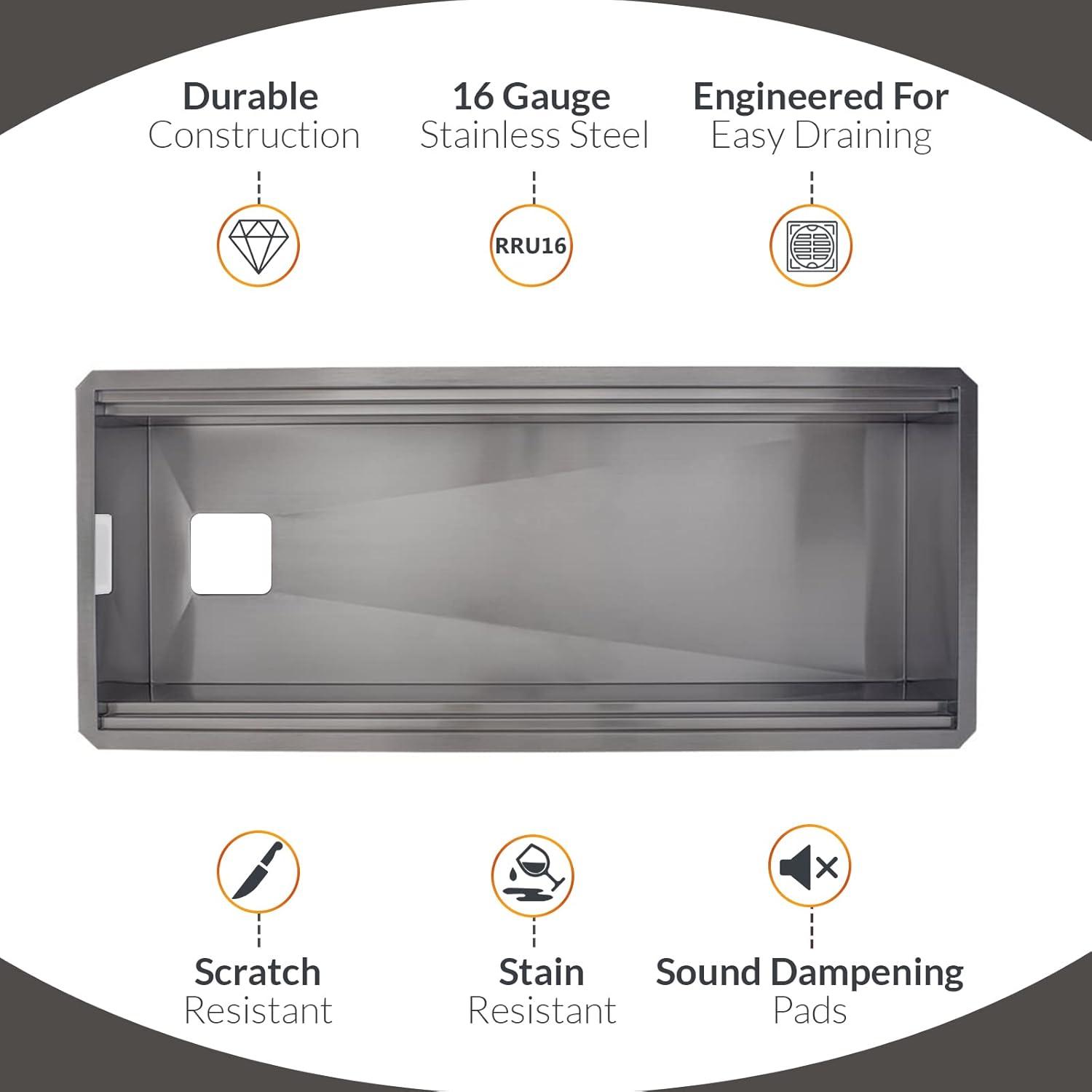 Strictly Sinks 45 Inch Black Workstation Sink - 16 Gauge Stainless Steel Sink, 2-Tier Undermount Kitchen Sink with Accessories