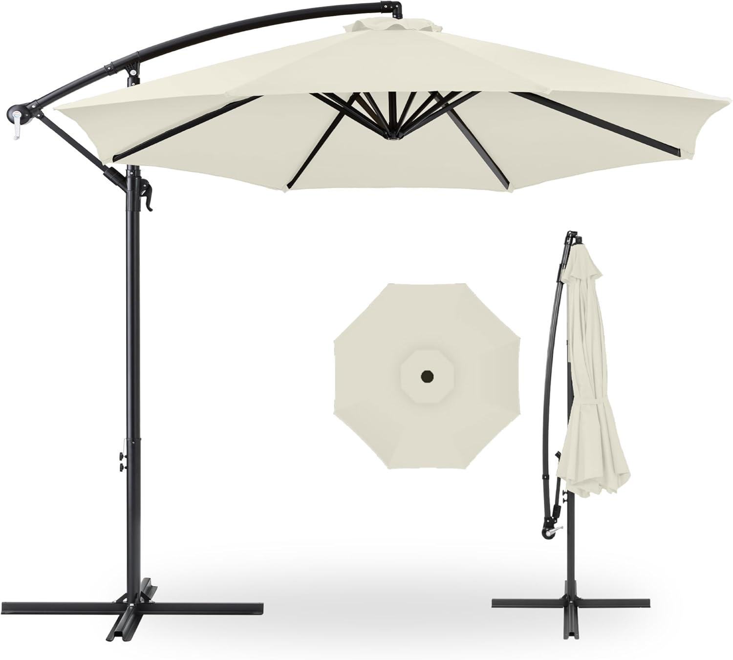 Best Choice Products 10ft Offset Hanging Outdoor Market Patio Umbrella w/ Easy Tilt Adjustment - Ivory