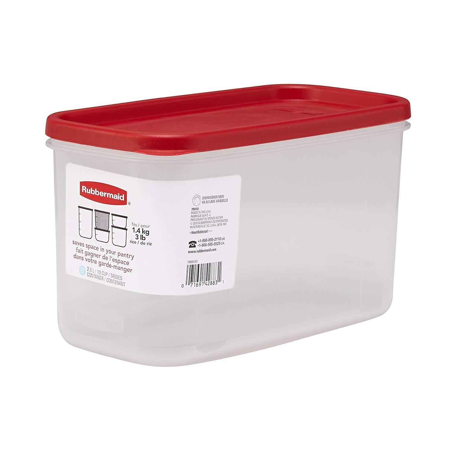 Rubbermaid Modular Canister Food Storage Container with Lid, 10 Cup