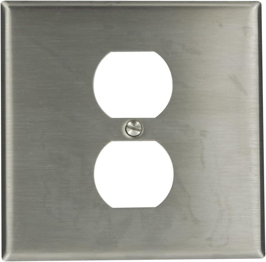 Stainless Steel 2-Gang Duplex Wallplate with Centered Opening