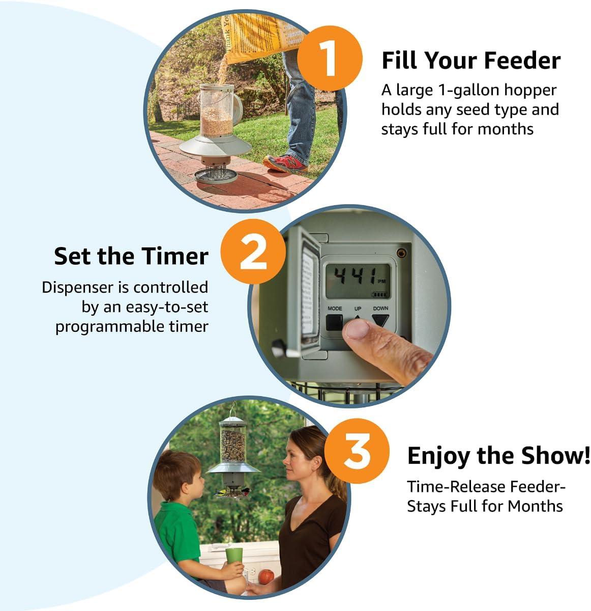 Wingscapes Autofeeder Squirrel-Resistant Bird Feeder with X-Large Capacity and Timer Control Settings, Wisteria Purple