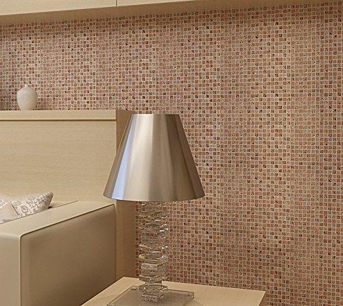 Luxury Glass Stone Tile Rose Gold Glitter Metal Mosaic Accent Backsplash Tiles in Kitchen Bathroom Walls and Fireplace Decor (5 Square Feet)