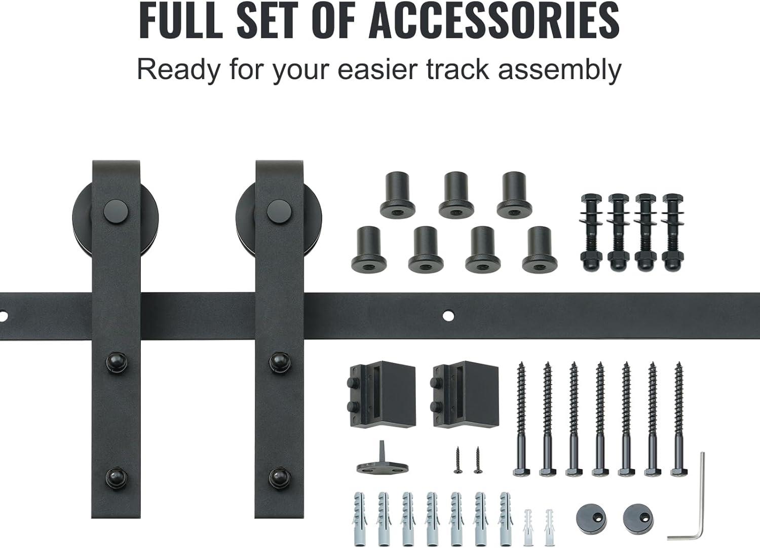 VEVOR Black Steel Single Door Barn Door Hardware Kit Standard Single