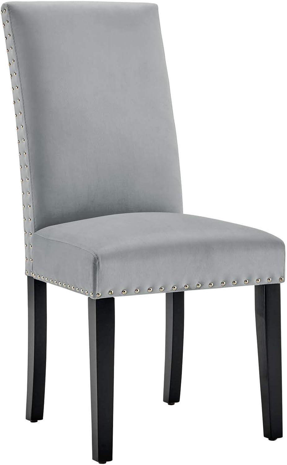 Modway Silver Orchid Lind Velvet Nailhead Trim Dining Side Chairs