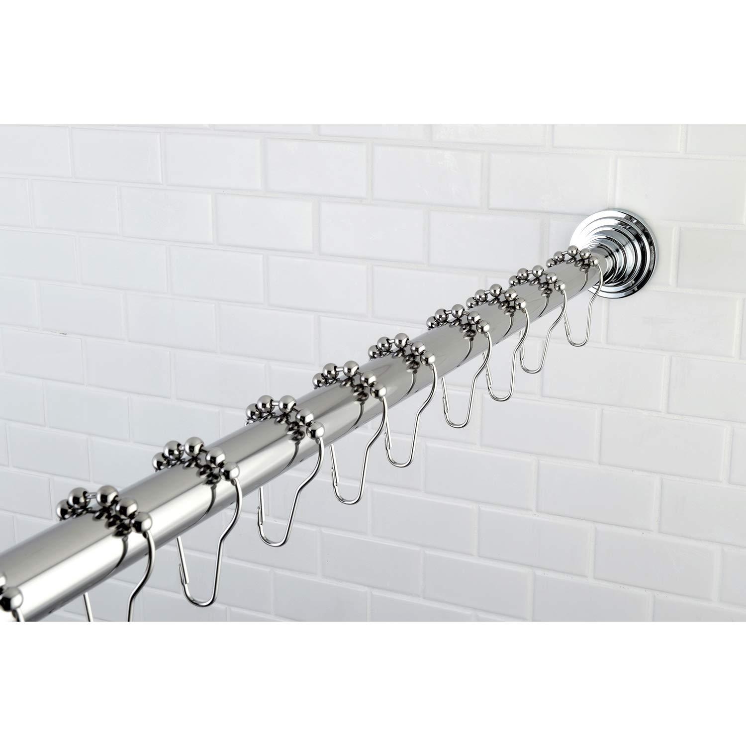 Kingston Brass Edenscape 60-Inch to 72-Inch Adjustable Shower Curtain Rod with Rings Combo