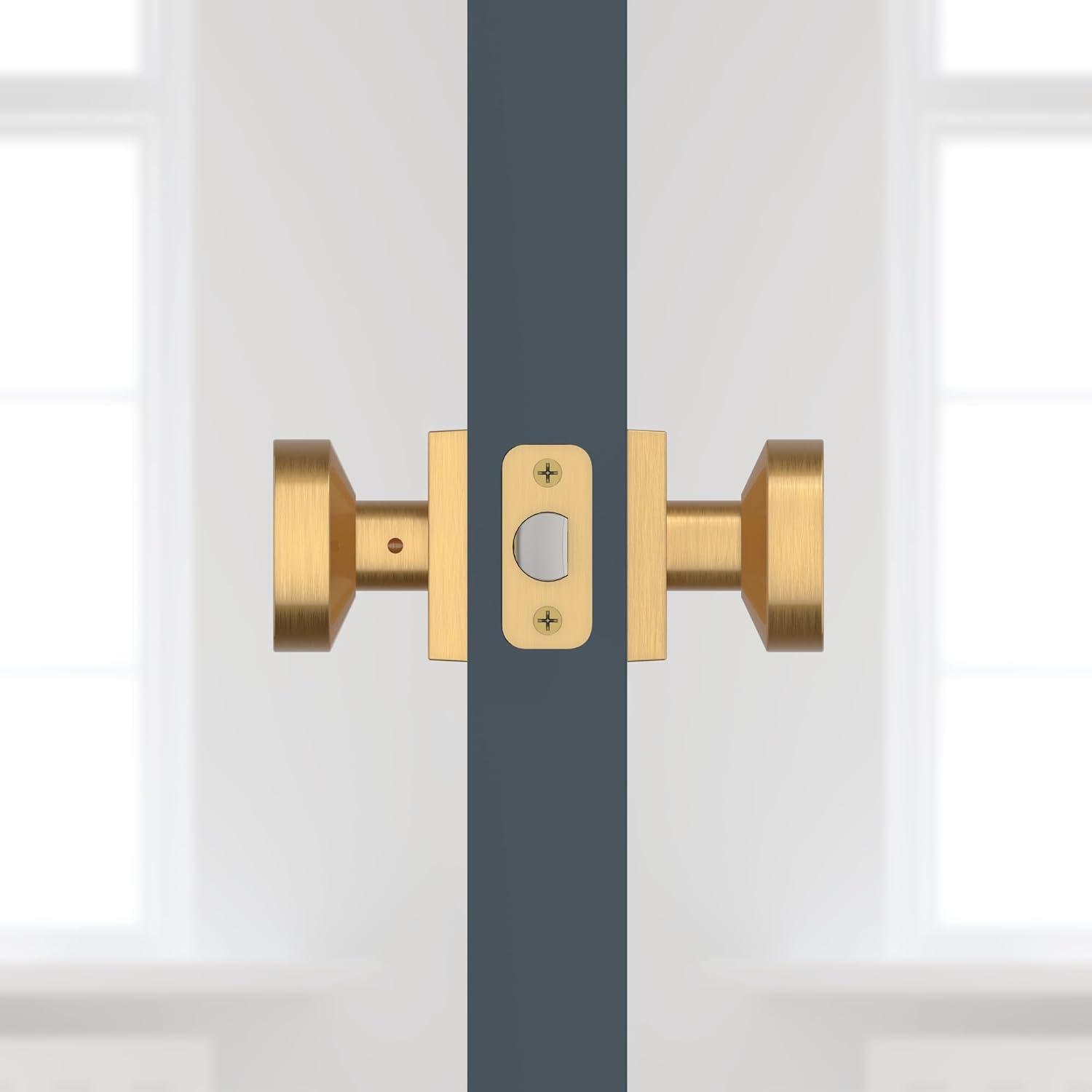 Contemporary Passage Door Knob with Contemporary Square Rose