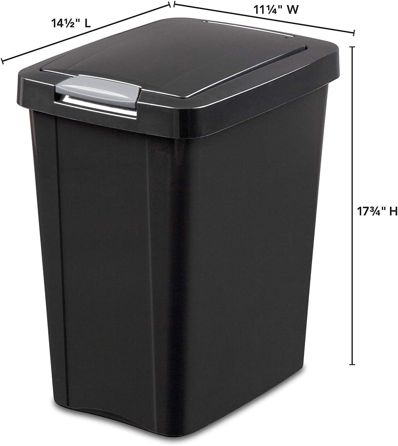 Sterilite Black Plastic 7.5 Gallon TouchTop Wastebasket