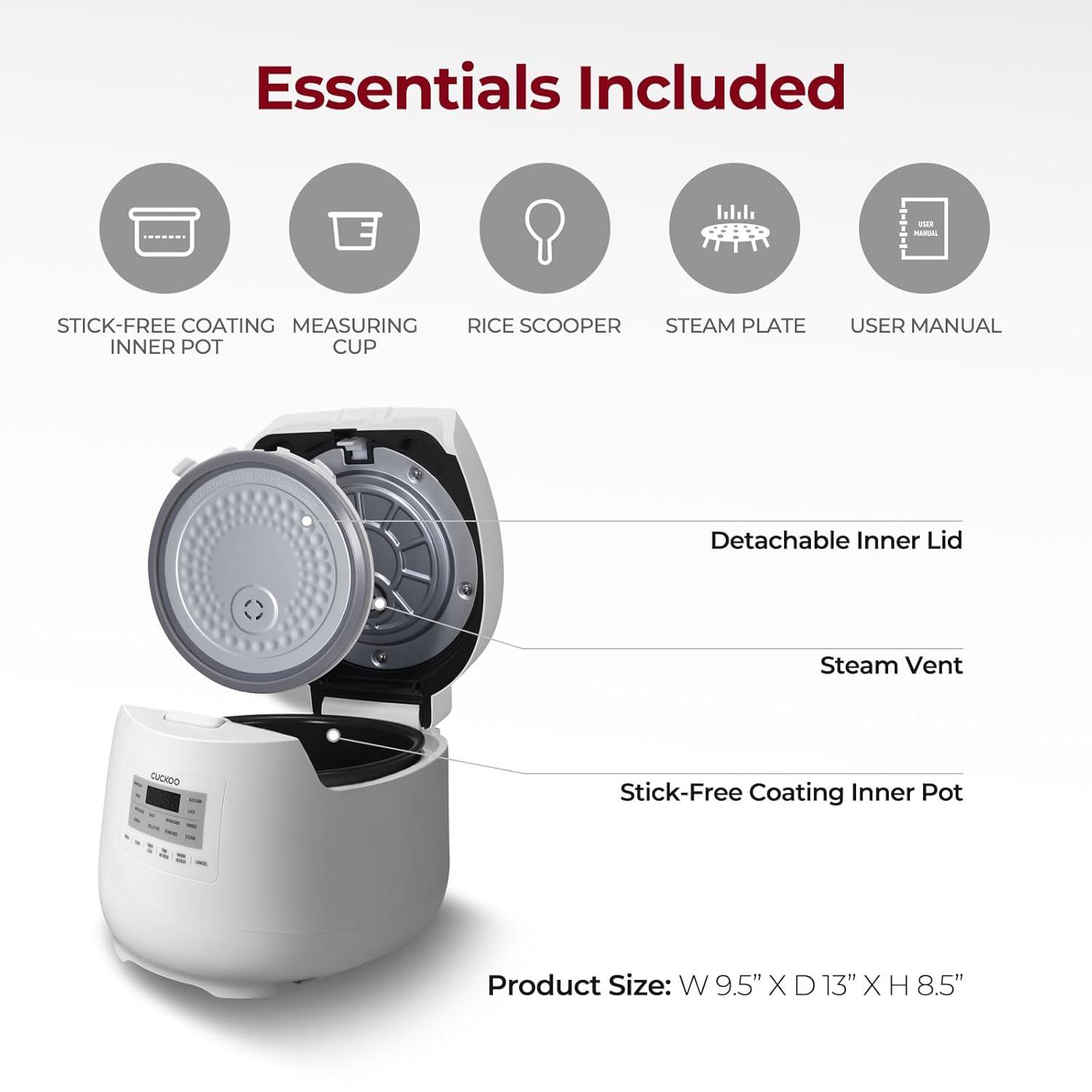 CUCKOO 6-Cup Uncooked / 12-Cup Cooked Micom Rice Cooker & Warmer w Non Stick Inner Pot, 11 Menu Modes inclu My Mode and Auto Clean CR-0641F