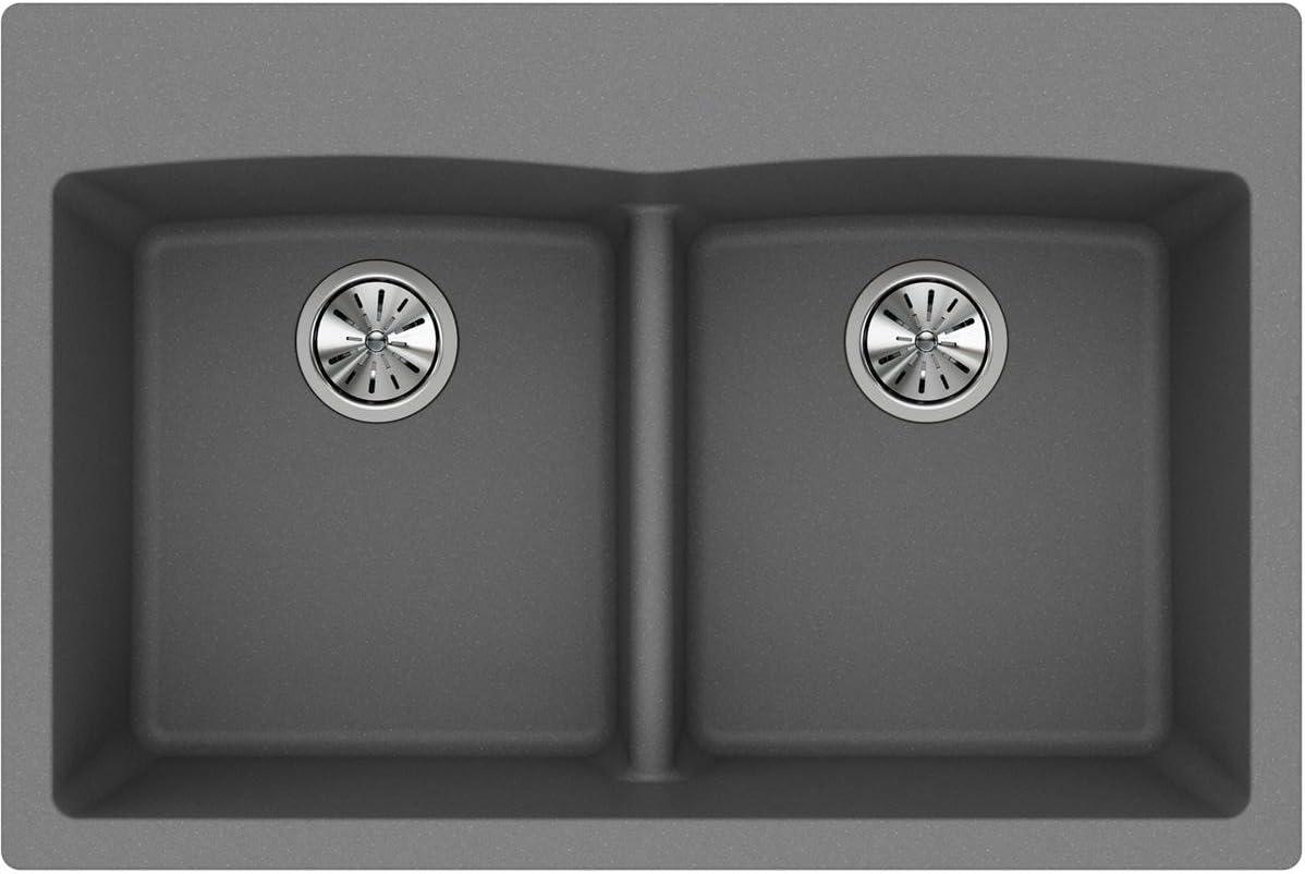 Greystone Quartz Double Basin Drop-In Kitchen Sink