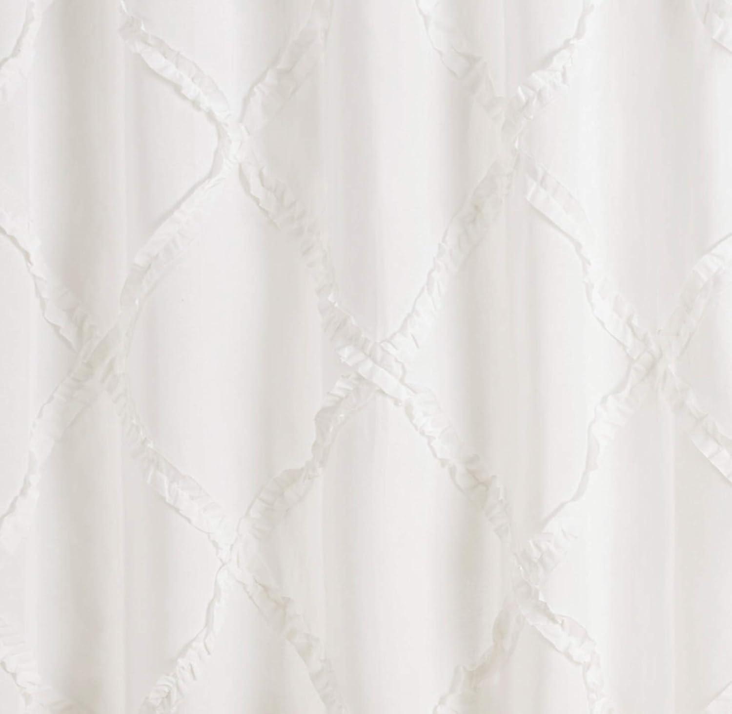 Adelina White Cotton Ruffled Shower Curtain