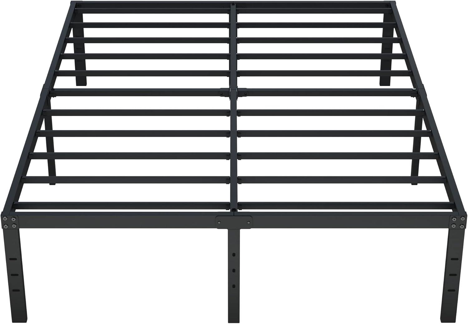 VECELO 16 Inch Queen Metal Platform Bed Frame, Heavy Duty Metal Bed with Under-bed Storage, No Box Spring Needed, Black