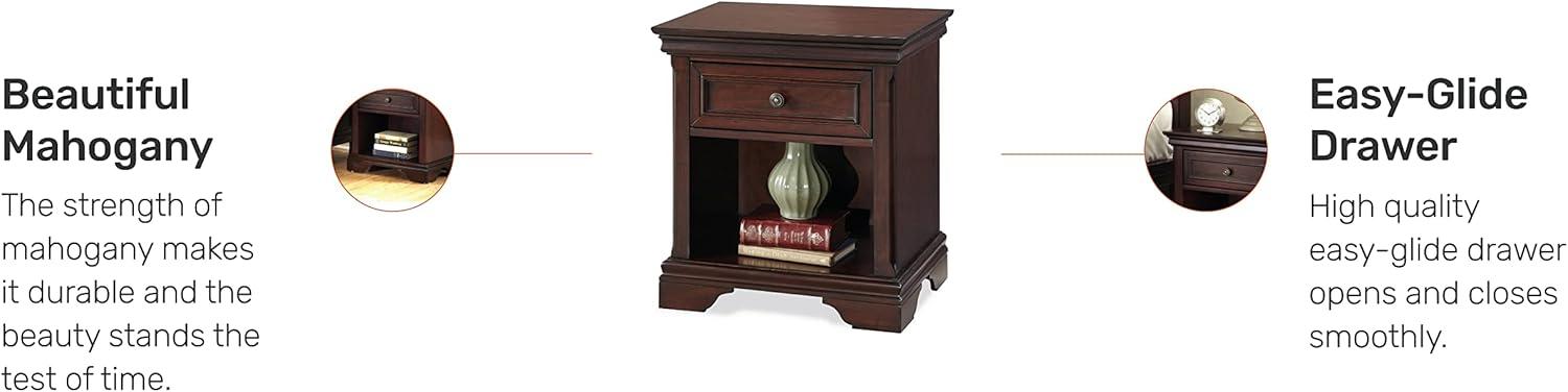 Lafayette Cherry Mahogany 1-Drawer Nightstand with Open Storage