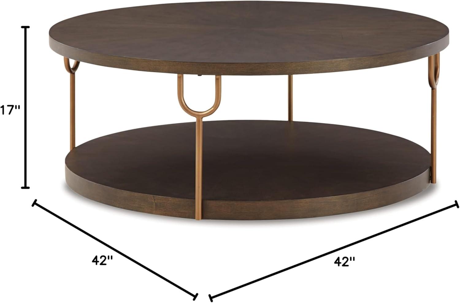 Signature Design by Ashley Contemporary Brazburn Coffee Table, Dark Brown/Gold Finish