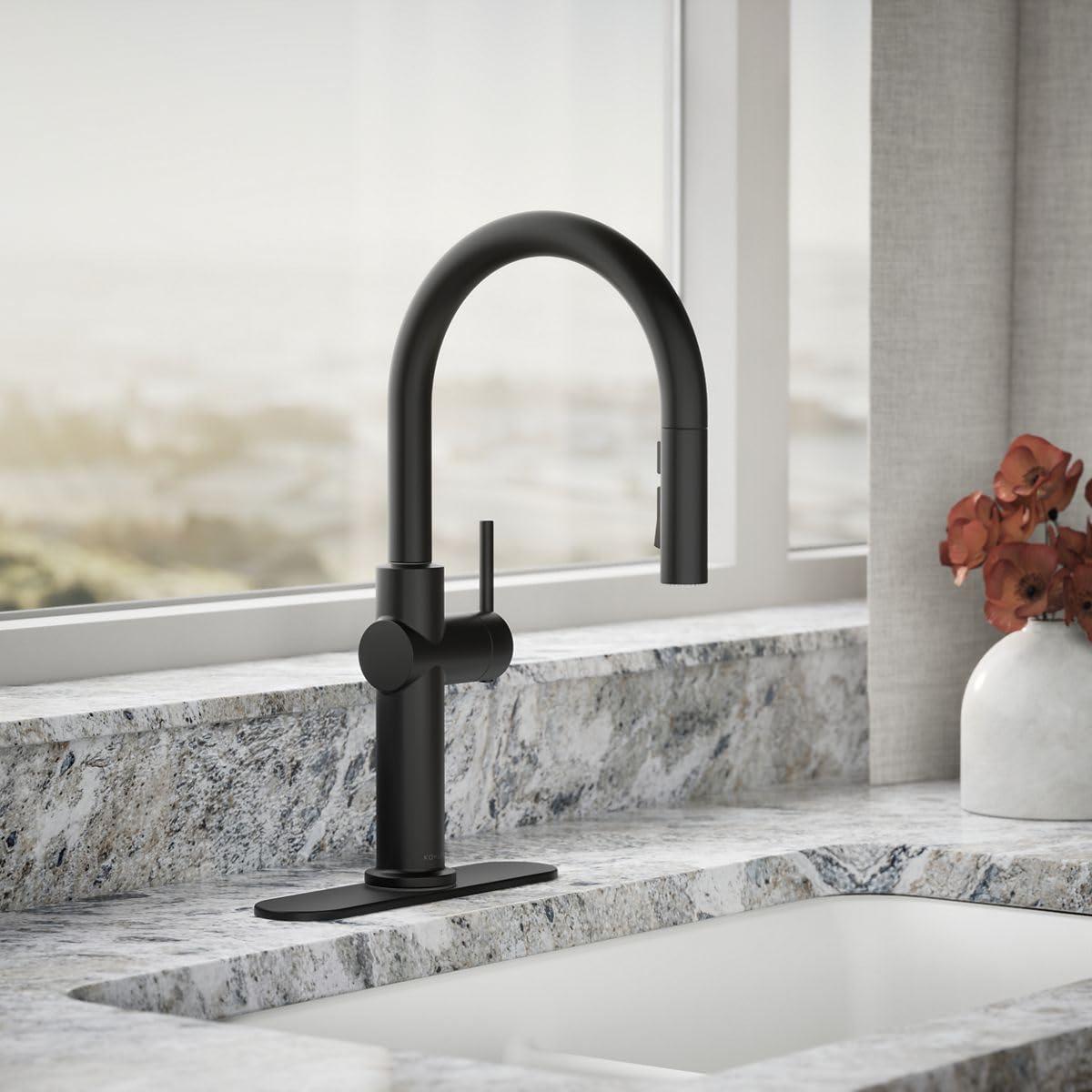 Kohler Crue Single Handle Pull Down Kitchen Faucet with Three-Function Pull Down Sprayer