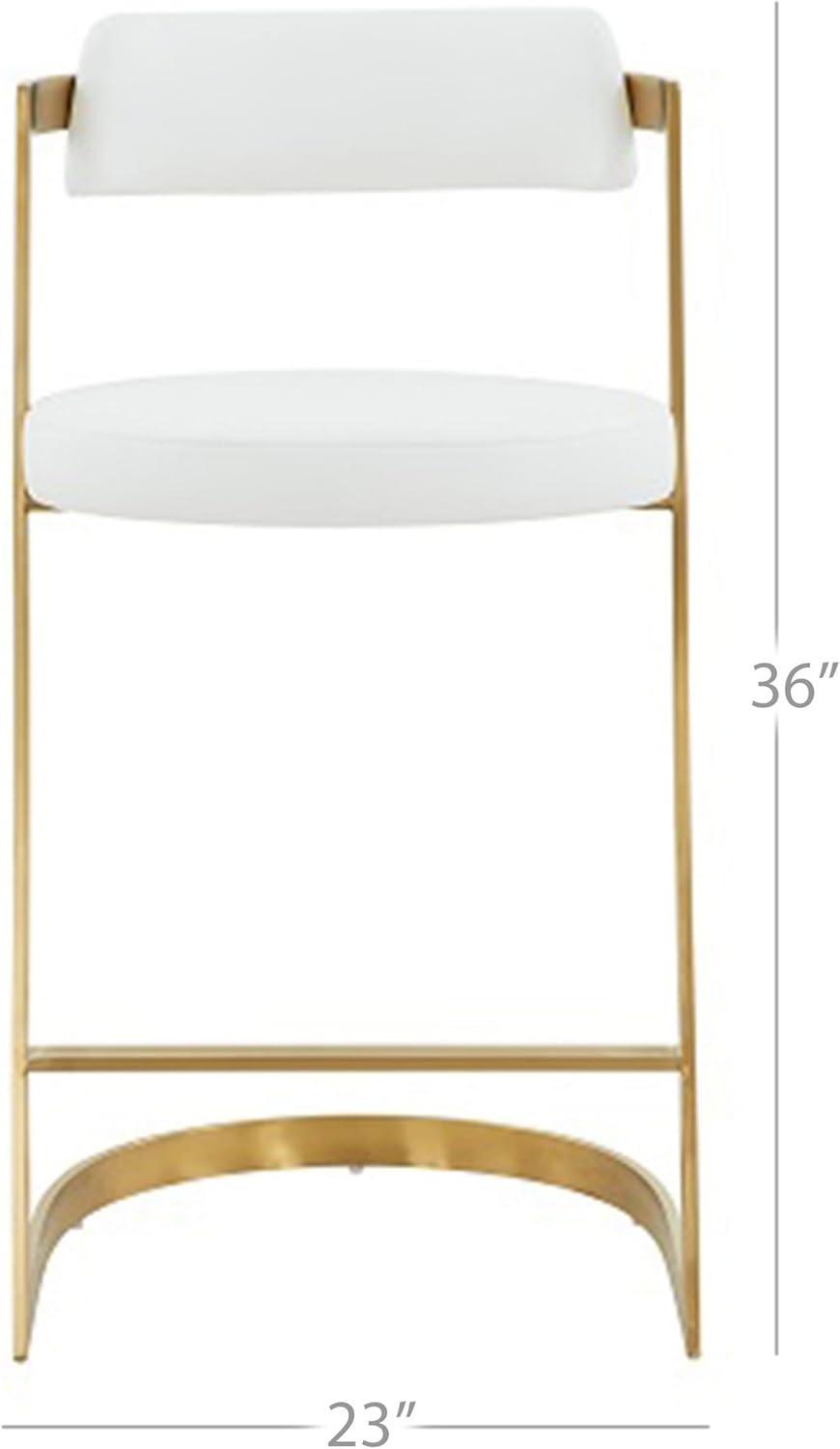 26 in. Counter Stool with Cantilever Base, White & Gold