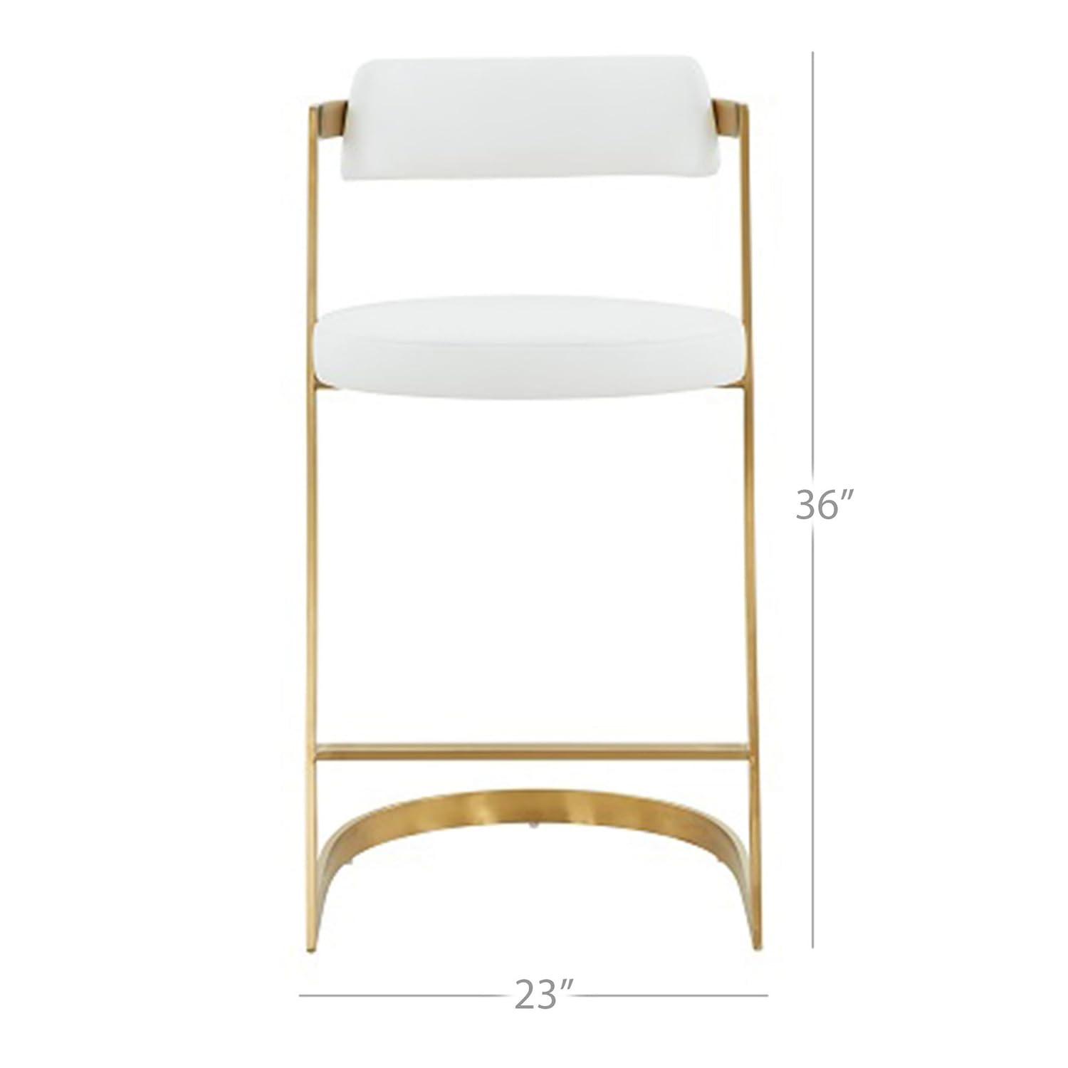 26 in. Counter Stool with Cantilever Base, White & Gold