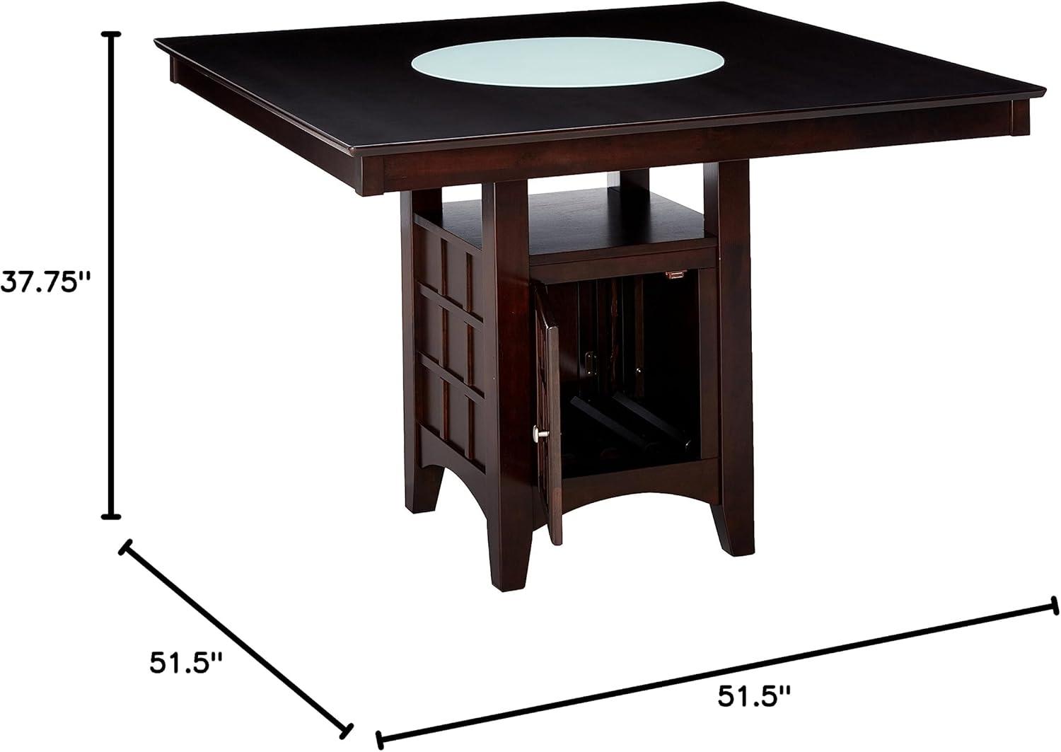 Cappuccino Wood Counter Height Dining Table with Storage