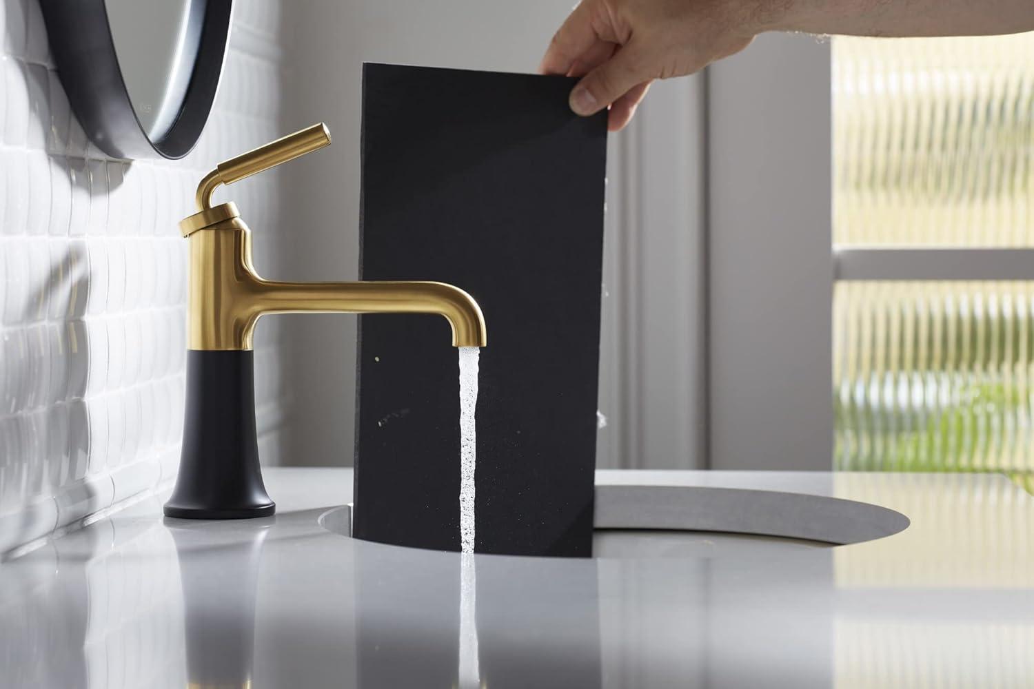 Tone Matte Black and Moderne Brass Single-Handle Bathroom Sink Faucet