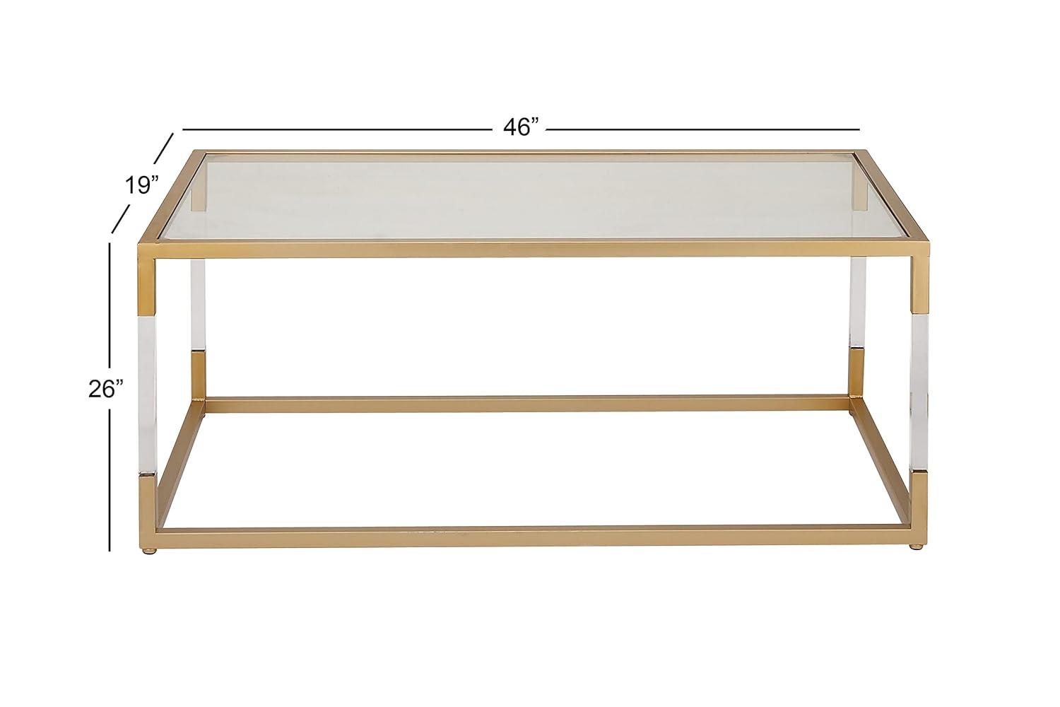 Metal and Glass Coffee Table Gold - Olivia & May: Elegant Iron Frame, No Assembly, Contemporary Design