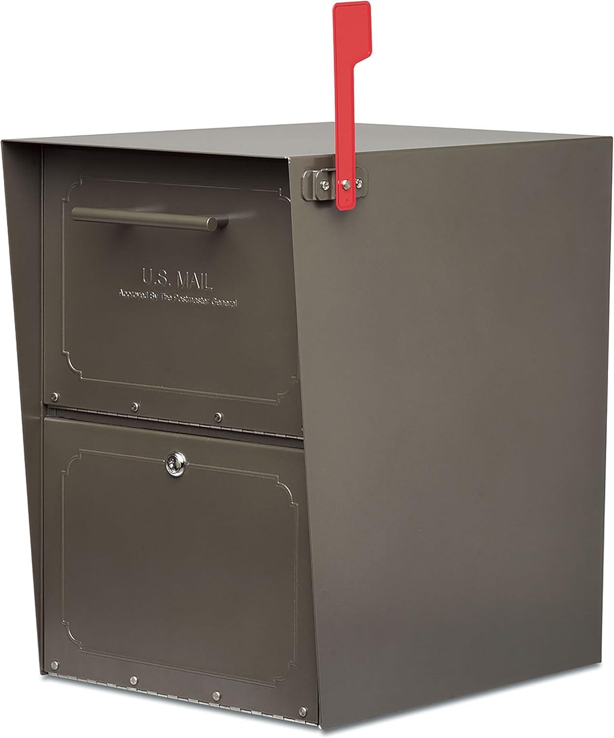 Extra Large Graphite Bronze Steel Locking Post Mount Mailbox